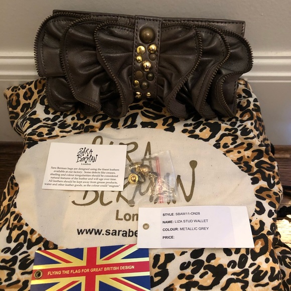 Sara Bearman Ruffle Leather Wallet/Clutch - Picture 2 of 4